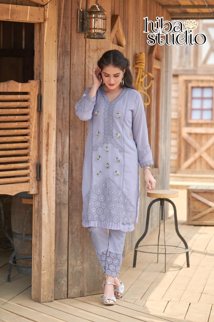 Hiba Studio Luxury Pret 45 Party Wear Top With Bottom Latest Collection 
